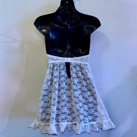 NWOT Babydoll white lace halter-style lingerie - Picture 3 of 8